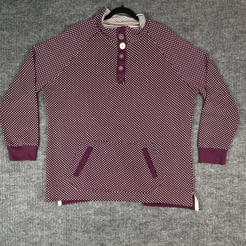 Tu Polka Dot Pullover Sweatshirt Cottagecore Grandmacore Modest Purple Cotton 24